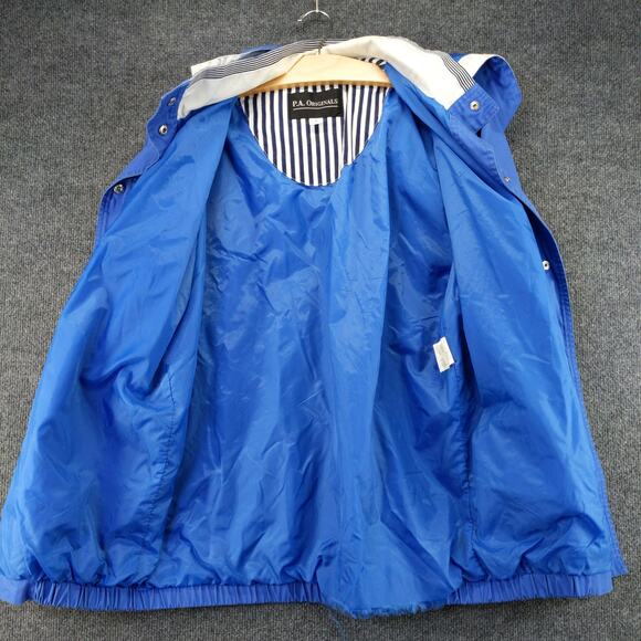 Vintage PA Originals Mens Hooded Jacket Coat Size M Blue White Snaps Front - Picture 10 of 13
